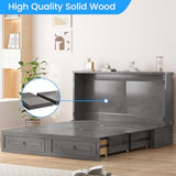 PUREMIND Queen Murphy Bed with Mattress Included - Solid Wood - Hideaway Chest Beds with 2 Storage Drawers, USB Charging Ports - Space Saving Murphy Cabinet Bed for Guest Room, Bedroom PUREMIND