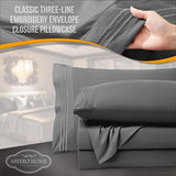 Abeero Home King Size Sheets Set Cooling - Luxury Hotel Sheet - Soft Bed Sheet with Elastic Corner Straps - Deep Pockets Microfiber Bedsheet - Bedding Sheets & Pillowcases - 4 Piece (King, Gray) Abeero Home