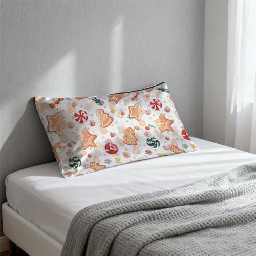 Pillow Protectors Silk Bedding Satin Pillowcases Single Pillow Case with New Year Sweets On A White Background Perfect for Room Decor Aesthetic Cute Bedroom Decor Cute Dorm 24 × 40 inch Generic