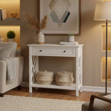 Coventry 32-Inch Wood Console Table with Drawer & Lower Shelf – Traditional to Contemporary Sofa Table with Open Side Accent Design for Entryway, Hallway or Living Room by Alaterre Furniture (White) Alaterre Furniture