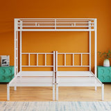 Bellemave Triple Bunk Bed for Kids, Adults, Teens, Twin Over Twin Metal Bunk Beds for 3 Kids, 3 bunk beds（Heavy Metal, White） Bellemave