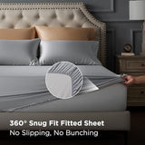 Bedsure Satin Sheets King Size - 4 Piece Silky Bedsheets with 15 Inches Deep Pocket Fitted Bedsheet,1 Flat Sheet, 2 Satin Pillowcases, Good for Hair & Skin (King, Silver Grey) Bedsure