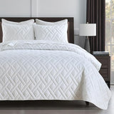 HORIMOTE HOME Quilt Set Twin Size White, Classic Geometric Diamond Stitched Pattern, Ultra Soft Microfiber Lightweight Bedding Set Bedspread Coverlet for All Season (1 Quilt and 1 Pillow Sham) HORIMOTE HOME