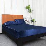 Lirex Satin Fitted Sheet Twin XL Size,Luxury & Ultra Soft Deep Pocket Single Bottom Bed Sheets Sold Separately, Navy Blue Lirex