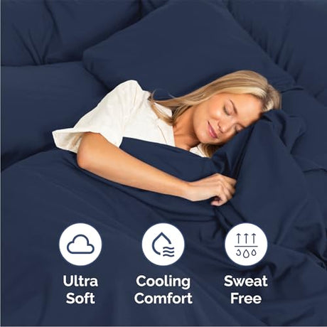 Queen Size 4 Piece Sheet Set - Comfy Breathable & Cooling Bed Sheets Set - Hotel Luxury Bedding for Women, Men, Kids, Teens, Boys & Girls - Deep Pockets, Soft and Wrinkle Free - Oeko-Tex - Navy Blue CGK Unlimited