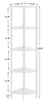 VIMBER Corner Shelf, 5-Tier Corner Bookshelf, Industrial Corner Ladder Shelf, Modern Display Shelf for Living Room, Bedroom, Kitchen, Home Office, White UJSJ001W VIMBER