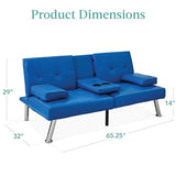 Best Choice Products Faux Leather Upholstered Modern Convertible Futon, Adjustable Folding Sofa Bed, Guest Bed w/Removable Armrests - Royal Blue Best Choice Products