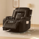 COMHOMA Recliner Chair,PU Rocking Chair for Adults,Swivel Recliner with Cup Holders,Single Sofa Seat with Side Pockets for Living Room,Bedroom(Brown)