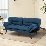 MUUEGM Futon Sofa Bed Convertible Couch,Memory Foam Futon Sofa Couch,Sleeper Futons Sofa Couches,Small Splitback Modern Loveseat Sofa Bed for Living Room,Office,Apartment,Linen Fabric,Blue. MUUEGM