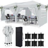 DOINUO 10x20 White Pop Up Canopy Outdoor Party Tent with 6 Sidewalls, Wedding Party Tent Outdoor Waterproof UV50 Canopy Event Shelter Tents for Parties, 6 pcs Weight Bag,Carry Bag DOINUO