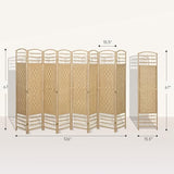 HOMCOM 8 Panel Room Divider, Folding Privacy Screen, 5.6' Room Separator, Wave Fiber Freestanding Partition Wall Divider, Natural HOMCOM