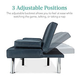 Best Choice Products Faux Leather Upholstered Modern Convertible Futon, Adjustable Folding Sofa Bed, Guest Bed w/Removable Armrests - Blue Best Choice Products