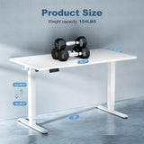 DUMOS 40 Inch Electric Standing Desk Height Adjustable, Sit to Stand Up Computer Workstations Work PC Table Home Office Study Writing Gaming Desks with Memory Presets for Walking Pad, Bedroom, White DUMOS