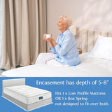 Full Size Mattress or Box Spring Encasement (5" to 8" Depth) - Low Profile Waterproof Zippered Protector Hypoallergenic Premium Bed Cover Protects from Dust Allergens Four Seasons Essentials