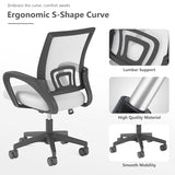 OS MOTOR Home Office Chair, Ergonomic Mid-Back Mesh Desk Chair with Lumbar Support, Adjustable Swivel Rolling Design, Comfy Armrest for Work, Study, Gaming, Vanity (White, Single Chair) OS MOTOR