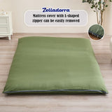 Zelladorra Futon Mattress Cover, Zippered Japanese Floor Mattress Cover, Machine Washable (Green, Twin) Zelladorra