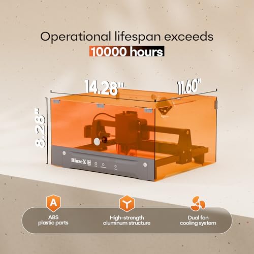 BlazeX M3 Laser Engraver Machine 5000mW, 0.01 mm High Accuracy Laser Cutter and Engraver Machine for Beginners, with Honeycomb Goggles Enclosure Engraving Materials Toolkit, Class 1 Laser BlazeX