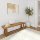 Plank+Beam 60 Inch Farmhouse Dining Bench, Solid Wood Entryway Bench, Wooden Outdoor Bench, Kitchen Dining Seat, Dining Room, Home Office, Living Plank+Beam
