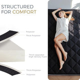 MAXYOYO 6" Extra Thick Futon Mattress Floor Mattress, Twin Size Diamond Pattern Japanese Tatami Pad Roll Up Mat for Adults, Guest, Black MAXYOYO