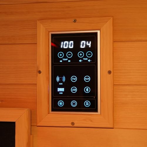 TaTalife Dual System Sauna Room with Recliner, Luxurious Far Infrared & Steam Indoor Saunas, 2-3 Person Red Cedar Home Hybrid Sauna, 220V/ 6KW Harvia Electric Heater, Bluetooth Speaker TaTalife