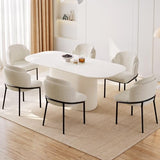 TreLined 70" Oval Dining Table Set for 6, 7-Piece Dining Set, Modern Dining Room Table with 6 Dining Chairs for Kitchen, Living Room, Bar, Large Oval Dinner Table, White TreLined