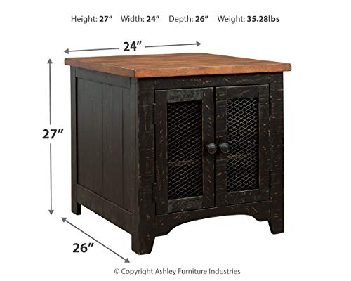 Signature Design by Ashley Valebeck Farmhouse Rectangular End Table with Storage, Distressed Brown & Black Finish Signature Design by Ashley