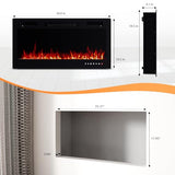 ROVSUN 36 Inch Electric Fireplace with Remote, 1500W Wall Mounted & Recessed Fireplace with Timer, 12 Flame Color, 5 Brightness, Crystal Set ROVSUN