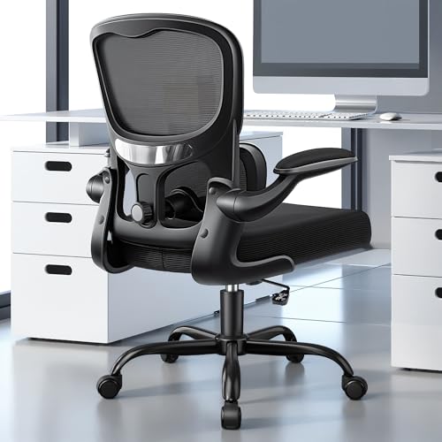 ALLGOD Ergonomic Office Chair, Breathable Mesh Ergonomic Desk Chair with Adjustable Lumbar Support, Flip-up Armrests, Computer Chairs Comfortable for Home, Office, Work, 300lbs, Black ALLGOD