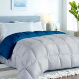 ROYALE LINENS Reversible Comforter - Twin Size Duvet Insert - All Season Soft Quilted Comforters with 8 Corner Tabs - Down Alternative Bedding Comforter - Duvet Insert (Navy/Silver, Twin 64"x84") ROYALE LINENS