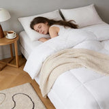 Simple&Opulence Down Alternative Comforter, Twin Size Duvet Insert with 100% Cotton Cover, Ultra-Soft Microfiber Quilted All Season Breathable Cooling Bed Comforter (Twin, White) Simple&Opulence