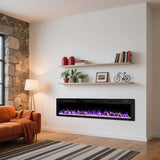 OFIKA Electric Fireplace Inserts Ultra-Thin Freestanding 750/1500W Electric Fireplace Heater Wall Mounted or Recessed Fireplace Electric with Adjustable Multicolor Flame,Timer (72 inch) OFIKA