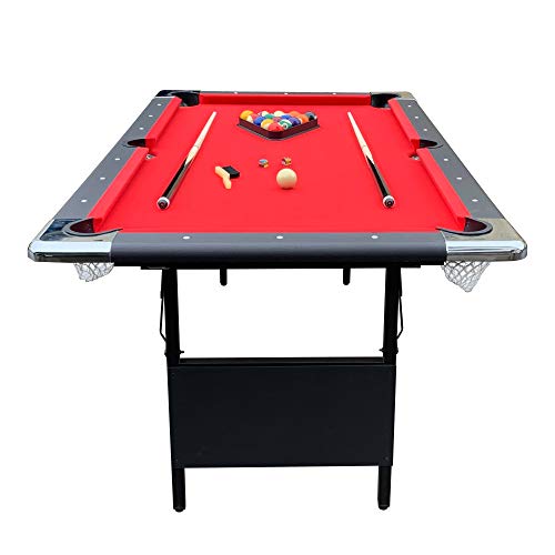 Hathaway Fairmont 6 Ft Portable Pool Table, Adults Folding Billiards Tables for Game Room with Easy Foldable Storage, Includes Full Set of Billiard Balls, Cues, Chalk & Brush Hathaway