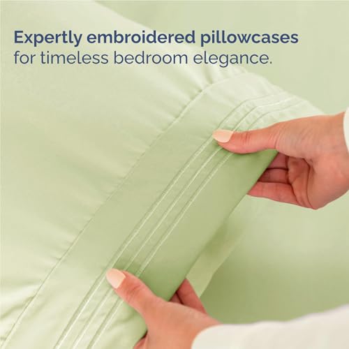 Twin XL Size 3 Piece Sheet Set - Comfy Breathable & Cooling Bed Sheets Set - Hotel Luxury Bedding for Women, Men, Kids, Teens, Boys & Girls - Deep Pockets & Wrinkle Free - Oeko-Tex - Light Sage Green CGK Unlimited