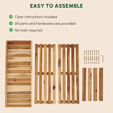 BEEFURNI Acacia Shoe Rack Bench, 3-Tier Sturdy Shoe Storage Bench, Wooden Footwear Organizer, 300 LBS Load Capacity, Perfect for Closet Entryway Bathroom, 1-Year Manufacturer Warranty, Natural Acacia BEEFURNI