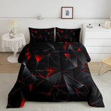 jejeloiu Red and Black Comforter Set Twin Size Kids Geometric Pattern Bedding Set for Boys Girls Teens Adults, Art Aesthetic Duvet Quilt Breathable Soft Room Decor 2Pcs jejeloiu