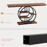 55" Industrial Narrow Entryway Table with 5-Tier Storage - Heavy-Duty o-Shaped Metal Frame Console Table for Hallway, Living Room & Couch Behind, Space-Saving Long Entrance Table for Small Spaces IDEALHOUSE