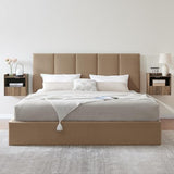 BuildHom Modern Fluted Floating Nightstand Wall Mounted Set of 2- Bedside Table with Storage Drawer & Display Shelf, Minimalist Bedroom Furniture for Studio Apartments(Rustic Brown) BuildHom