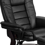 Flash Furniture Bali Contemporary Multi-Position LeatherSoft Recliner Chair with Ottoman, 360-Degree Swivel Recliner Chair and Ottoman Set, Black Flash Furniture