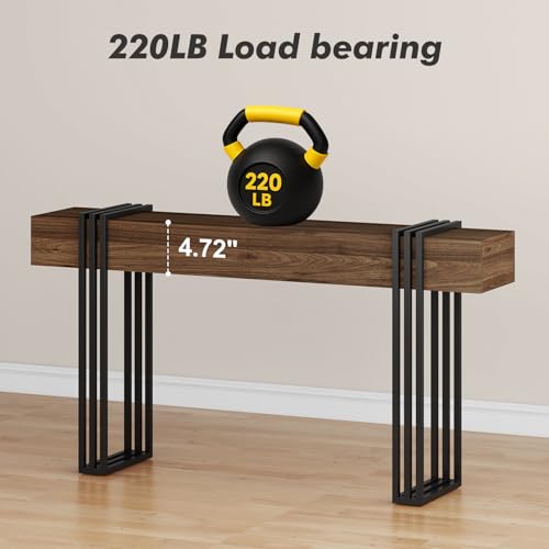 knoworld 63 Inch Console Table for Entryway, Industrial Sofa Tables Couch Table Behind Sofa for Living Room Hallway Foyer, Walnut knoworld