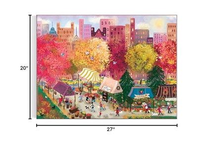 Galison Autumn at The City Market – 1000 Piece Puzzle Fun and Challenging Activity with Bright and Bold Artwork of A Fall Day at A Farmer’s Market for Adults and Families