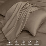 MooMee Duvet Cover Set 100% Extra Long Staple Cotton 600 Thread Count Silky Sateen Smooth Luxury Soft Breathable Durable Hotel Quality Bedding, 3 Pieces (Mocha Brown, Queen 90"x90") MooMee