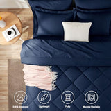 CozyLux Twin Comforter Set with Sheets Navy Blue - 5 Pieces Bed in a Bag Twin, All Season Bed Set for Girls and Boys, Bedding Set with Down Alternative Comforter, Sheets, Pillowcase & Sham CozyLux