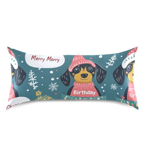 Bokkoy Soft and Silky Satin Pillow Case with Cute Cartoon Dachshunds Wrinkle Resistance for Standard, Queen, and King Sizes - Single Pack Sales Bokkoy