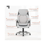 Sharper Image S600 Active Lumbar Ergonomic Bonded Leather Swivel Executive Massage Chair, White/Gray LS LIVING STYLE