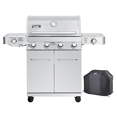 Monument Grills Larger 4-Burner Propane Gas Grills Stainless Steel with BBQ Cover(2 Items) Monument Grills