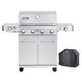 Monument Grills Larger 4-Burner Propane Gas Grills Stainless Steel with BBQ Cover(2 Items) Monument Grills