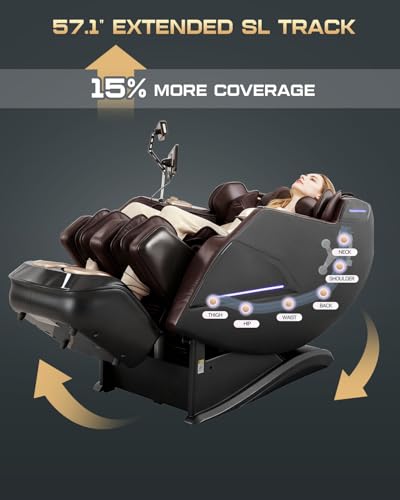 4D Massage Chairs Full Body,Zero Gravity SL-Track Shiatsu Massage Chair Recliner,Core Heating,20 Massage Techniques,Deep Yoga Stretch,Foot Rollers, Ai Voice,Touch Screen,Wireless Charging armali