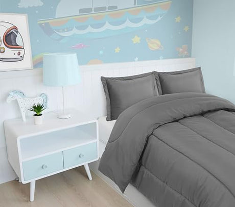 Utopia Bedding Grey Kids Comforter Set with 2 Pillow Shams, 3 Piece Soft Microfiber Twin Bed Comforter with Pillow Shams, Printed Kids Bedding for Boys and Girls, Lightweight, Breathable,Easy Care Utopia Bedding