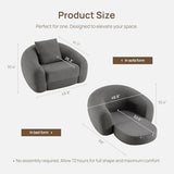 SICOTAS 49.9" Curved Convertible Sofa Couch Bed for Living Room Futon Cloud Boneless Sleeper Chair Pull Out Floor Couch with Deep Seat Single Foam Lounger No Assembly for Bedroom Apartment, Dark Grey SICOTAS