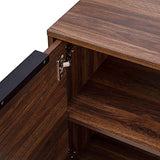 Flash Furniture Hatfield Engineered Wood TV Stand for up to 64" TVs, Media Console/TV Cabinet with Adjustable Shelf and Soft Close Doors, Dark Walnut Flash Furniture